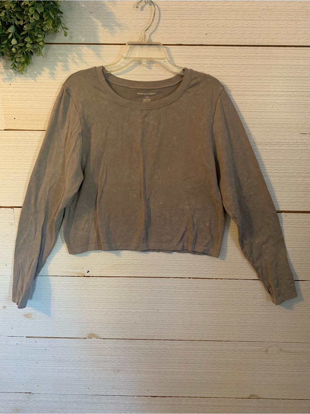 Harmony Balance Gray Cropped Long-Sleeve Tee - Neutral Gray Size L